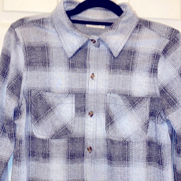 CI SONO Women’s Button Up Gray and Black Plaid Flannel Cotton Shirt Size M - Picture 2 of 6